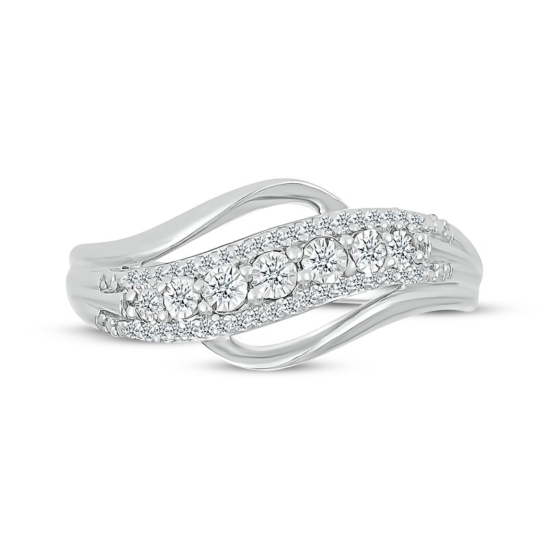 Main Image 4 of Diamond Wave Ring 1/6 ct tw Sterling Silver