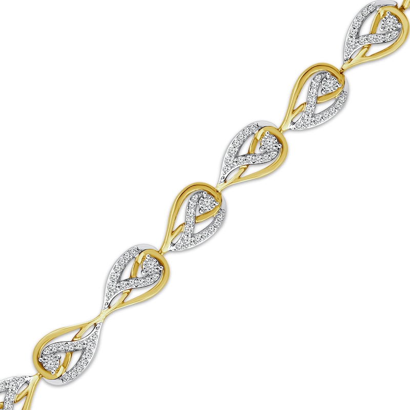 Main Image 2 of Love Ignited Diamond Flame Link Bracelet 3/4 ct tw 10K Two-Tone Gold 7"