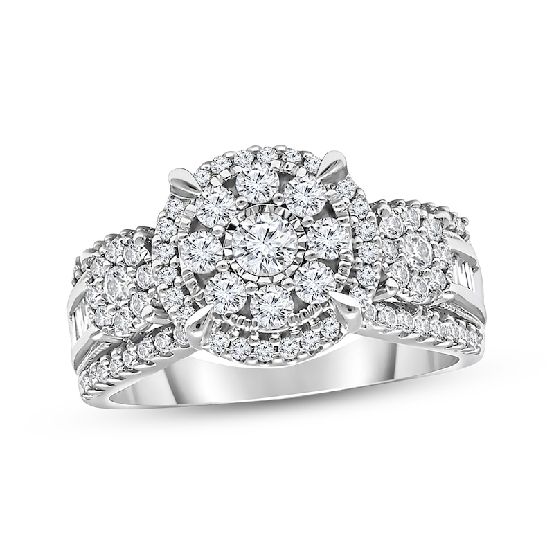 Main Image 1 of Adore Round-Cut Diamond Halo Engagement Ring 1 ct tw 10K White Gold