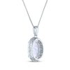 Thumbnail Image 3 of Oval-Cut Lab-Created Opal & White Lab-Created Sapphire Necklace Sterling Silver 18"