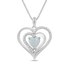 Thumbnail Image 1 of Heart-Shaped Opal & White Lab-Created Sapphire Double Heart Necklace Sterling Silver 18"