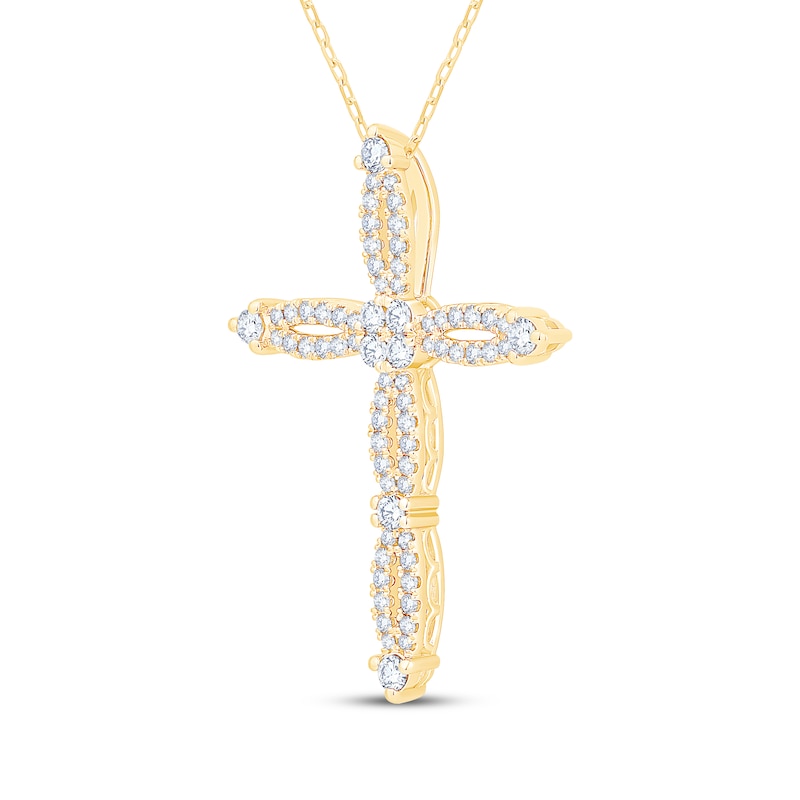 Main Image 2 of Diamond Cross Necklace 3/4 ct tw 14K Yellow Gold 18"