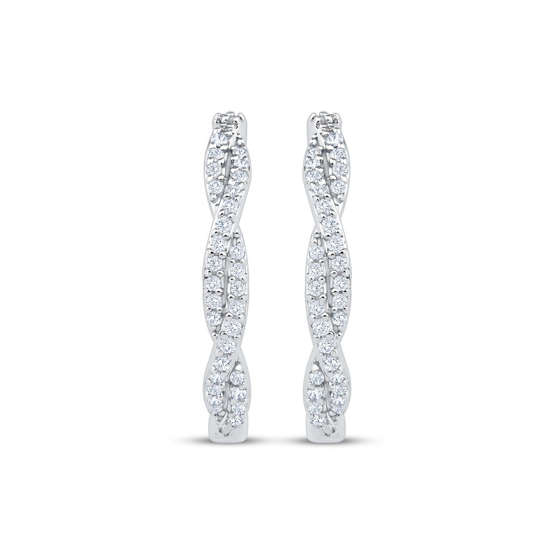 Main Image 2 of Diamond Twist Hoop Earrings 1/5 ct tw 10K White Gold