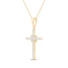Thumbnail Image 2 of Princess, Baguette & Round-Cut Diamond Sunburst Cross Necklace 1/3 ct tw 10K Yellow Gold 18"