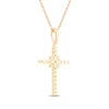 Thumbnail Image 3 of Princess, Baguette & Round-Cut Diamond Sunburst Cross Necklace 1/3 ct tw 10K Yellow Gold 18"