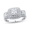 Thumbnail Image 1 of Adore Princess-Cut Diamond Three-Stone Halo Engagement Ring 1 ct tw 10K White Gold