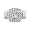 Thumbnail Image 3 of Adore Princess-Cut Diamond Three-Stone Halo Engagement Ring 1 ct tw 10K White Gold