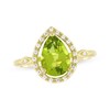 Thumbnail Image 1 of Pear-Shaped Peridot & Diamond Ring 1/10 ct tw 10K Yellow Gold