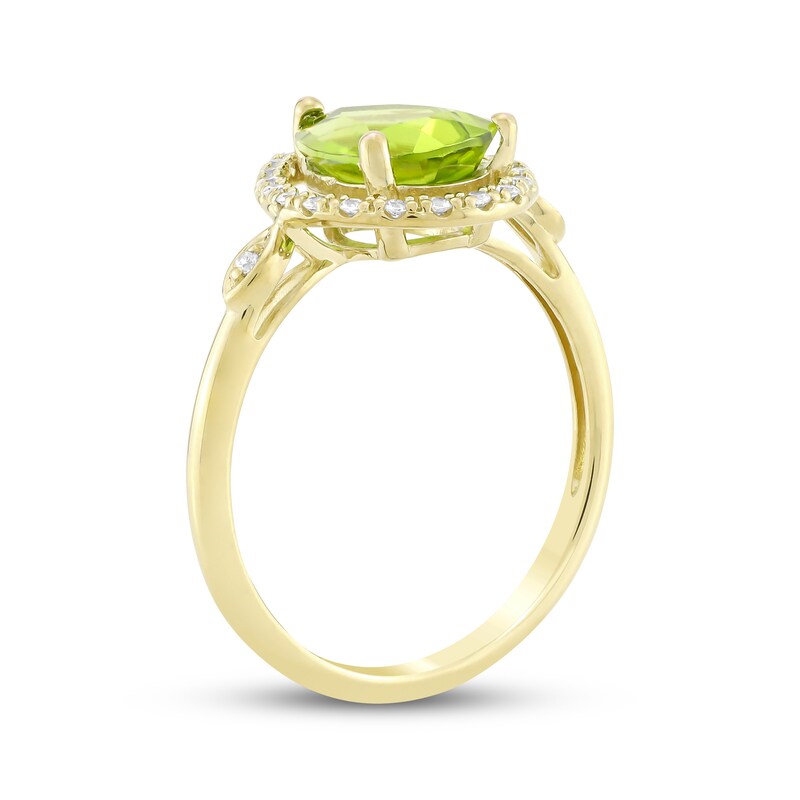 Main Image 2 of Pear-Shaped Peridot & Diamond Ring 1/10 ct tw 10K Yellow Gold