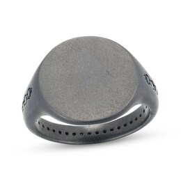 Men's Black Sapphire Matte Circle Ring Gunmetal-Plated Sterling Silver