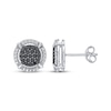 Thumbnail Image 1 of Men's Black & White Multi-Diamond Halo Stud Earrings 1/2 ct tw Sterling Silver
