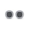 Thumbnail Image 2 of Men's Black & White Multi-Diamond Halo Stud Earrings 1/2 ct tw Sterling Silver