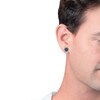Thumbnail Image 3 of Men's Black & White Multi-Diamond Halo Stud Earrings 1/2 ct tw Sterling Silver