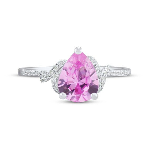 Pear-Shaped Pink Lab-Created Sapphire White Lab-Created Sapphire