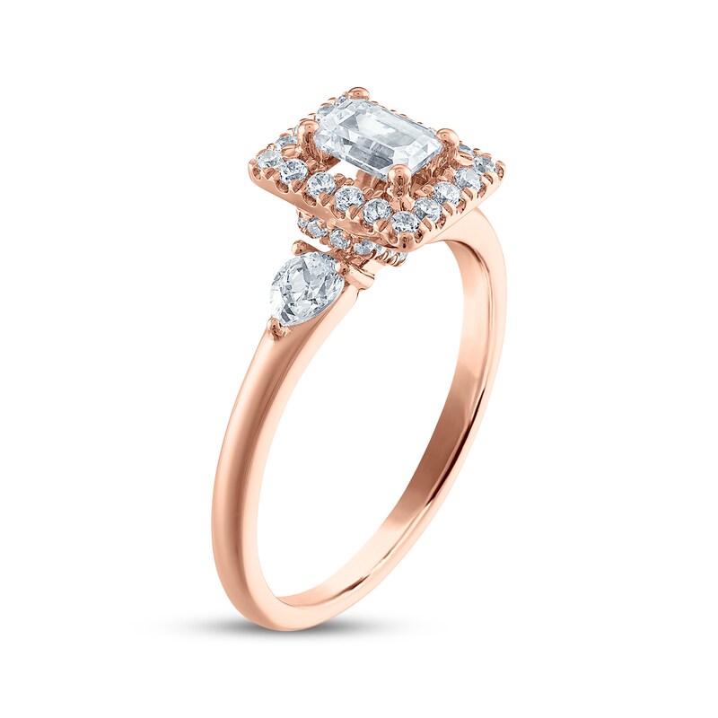 Main Image 2 of Adore Emerald-Cut Diamond Halo Engagement Ring 1 ct tw 14K Rose Gold