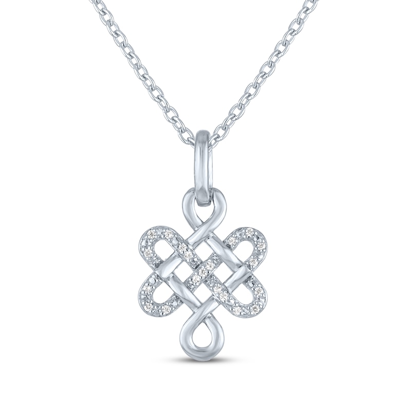 Main Image 2 of Eternal Knot Necklace with Diamonds Sterling Silver 18"