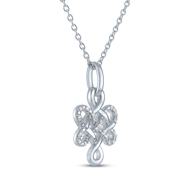 Main Image 3 of Eternal Knot Necklace with Diamonds Sterling Silver 18"