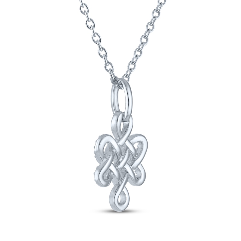 Main Image 4 of Eternal Knot Necklace with Diamonds Sterling Silver 18"