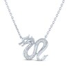 Thumbnail Image 2 of Dragon Necklace with Diamonds Sterling Silver 18"