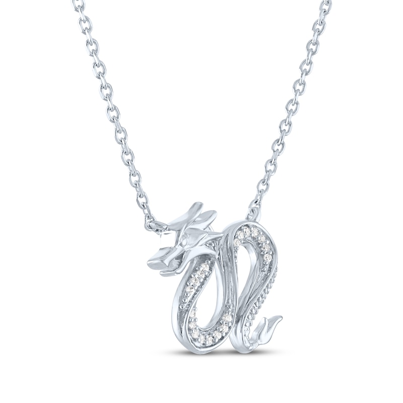 Main Image 3 of Dragon Necklace with Diamonds Sterling Silver 18"