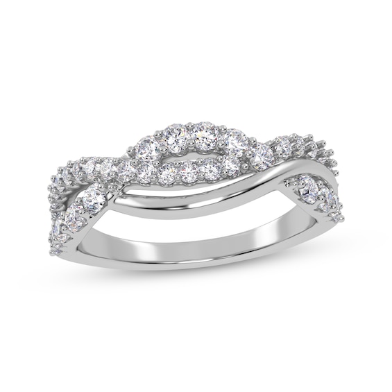 Diamond Wave Crossover Ring 1/2 ct tw 14K White Gold