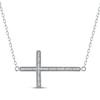 Thumbnail Image 1 of Diamond Sideways Cross Necklace 1/10 ct tw Sterling Silver 18"