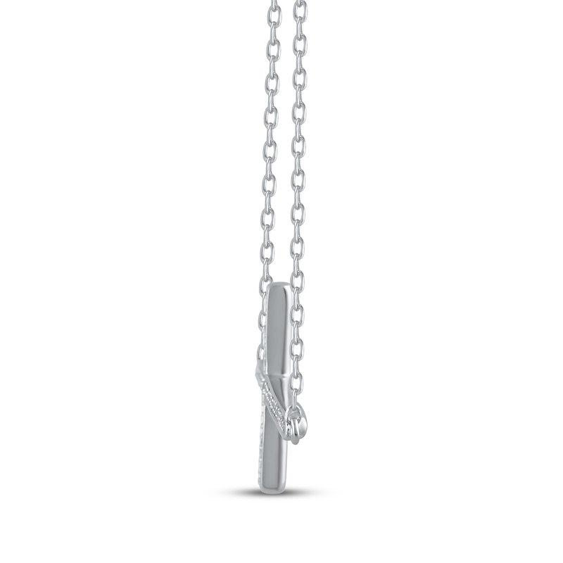 Main Image 2 of Diamond Sideways Cross Necklace 1/10 ct tw Sterling Silver 18"