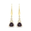 Thumbnail Image 2 of Trillion-Cut Lab-Created Alexandrite & White Lab-Created Sapphire Drop Earrings 10K Yellow Gold