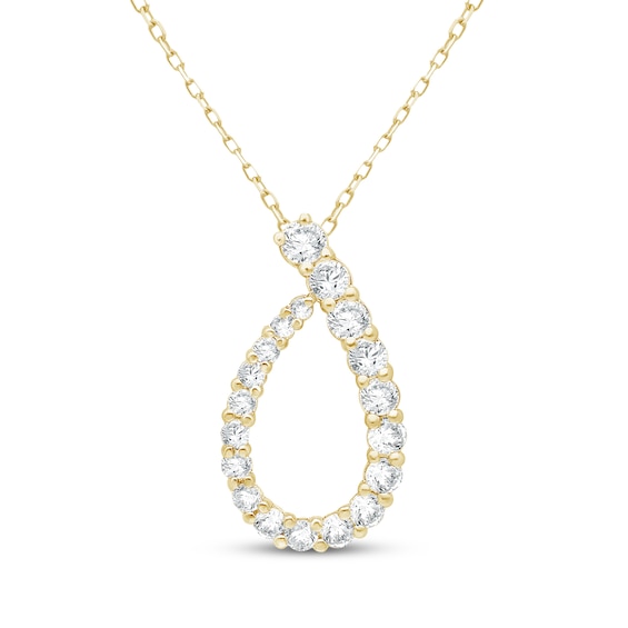 KAY Lab-Grown Diamonds Graduated Teardrop Necklace 1/2 ct tw 14K Yellow Gold 18"