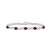 Thumbnail Image 1 of Oval-Cut Garnet & White Lab-Created Sapphire Infinity Link Bracelet Sterling Silver 7.5"