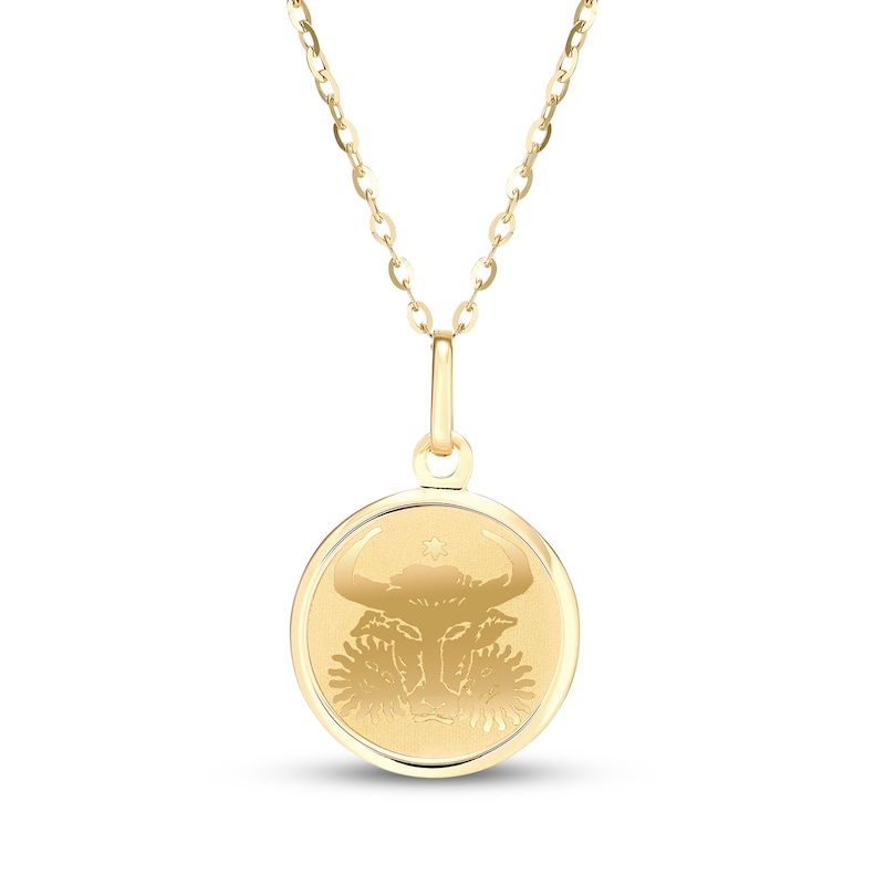 Main Image 1 of Zodiac Taurus Medallion Necklace 14K Yellow Gold 18"