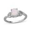 Thumbnail Image 1 of Oval-Cut Lab-Created Opal & White Lab-Created Sapphire Ring Sterling Silver