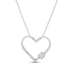 Thumbnail Image 1 of Lab-Created Opal & White Lab-Created Sapphire Heart Necklace Sterling Silver 18"