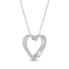 Thumbnail Image 2 of Lab-Created Opal & White Lab-Created Sapphire Heart Necklace Sterling Silver 18"
