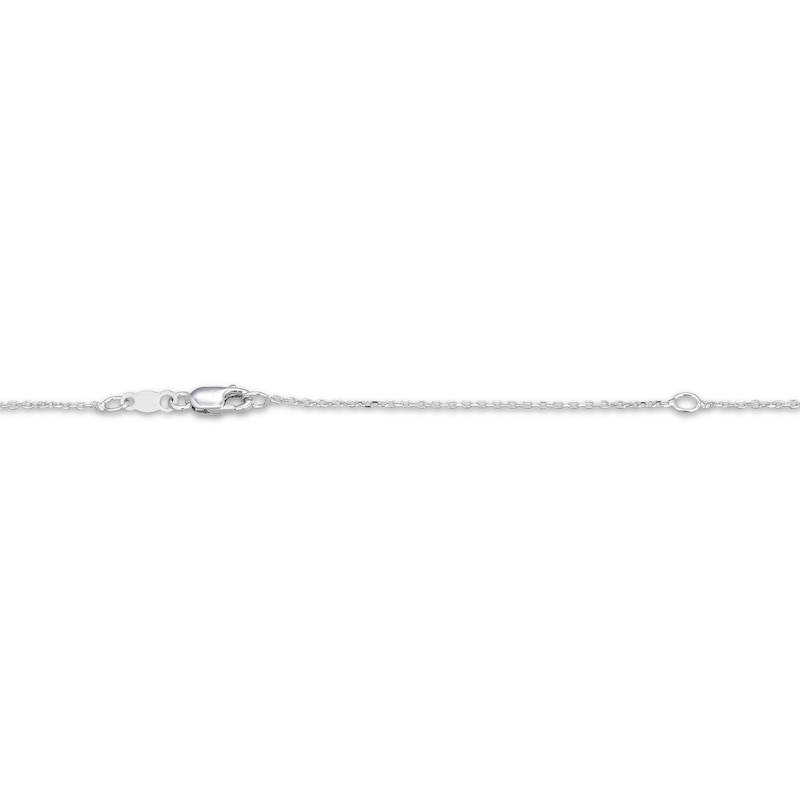 Main Image 4 of Lab-Created Opal & White Lab-Created Sapphire Heart Necklace Sterling Silver 18"