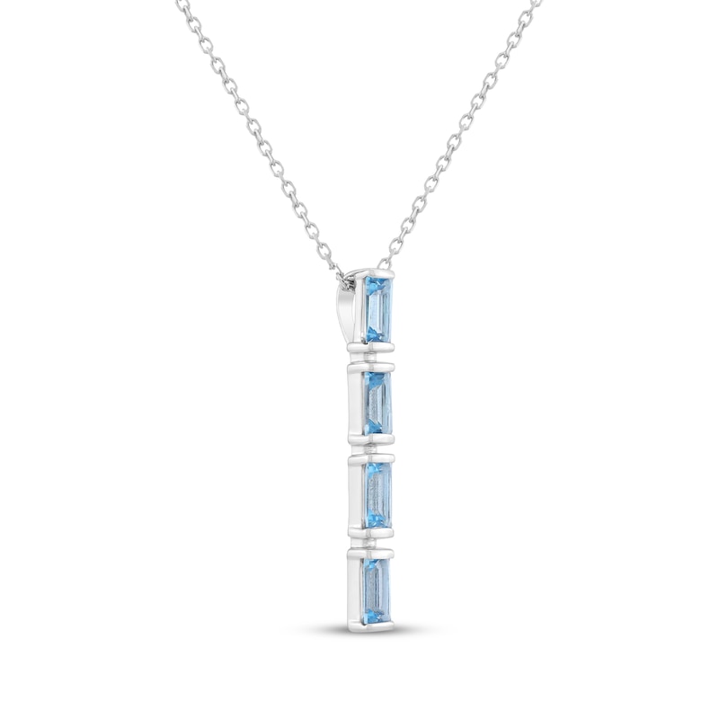 Main Image 2 of Baguette-Cut Swiss Blue Topaz Vertical Bar Necklace Sterling Silver 18"