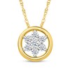 Thumbnail Image 1 of Diamond Flower Circle Necklace 1/8 ct tw 10K Yellow Gold
