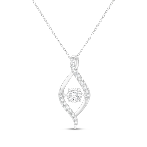 Unstoppable Love Lab-Grown Diamond Swirl Frame Necklace 1/2 ct tw 10K White Gold 18"