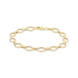 Marquise-Shaped Link Bracelet Hollow 10K Yellow Gold 7.5"