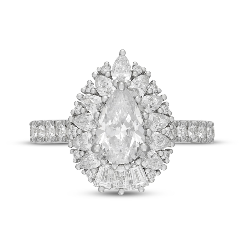 Main Image 3 of Neil Lane Artistry Pear-Shaped Lab-Grown Diamond Halo Engagement Ring 2-1/3 ct tw 14K White Gold
