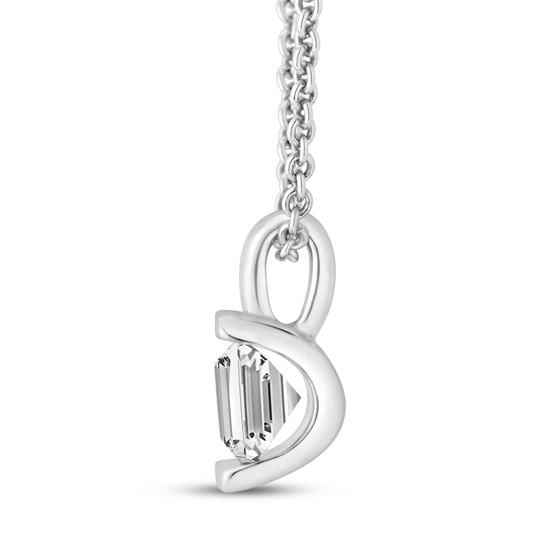 Main Image 2 of KAY Lab-Grown Diamonds Emerald-Cut Solitaire Necklace 3/4 ct tw 10K White Gold (F/SI2) 18"
