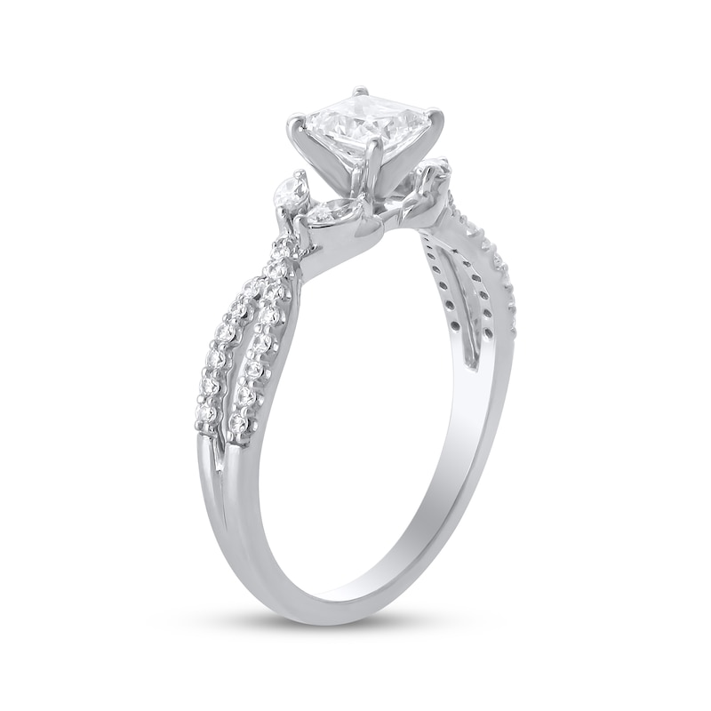 Main Image 2 of Princess-Cut Diamond Twist Shank Engagement Ring 3/4 ct tw 14K White Gold (I/I2)