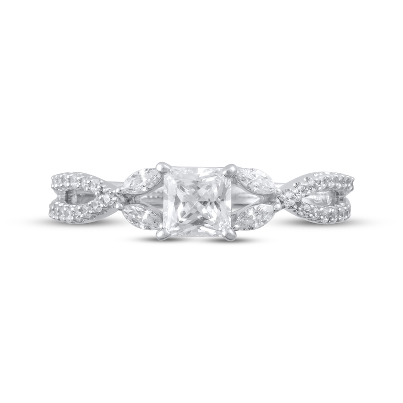 Main Image 3 of Princess-Cut Diamond Twist Shank Engagement Ring 3/4 ct tw 14K White Gold (I/I2)