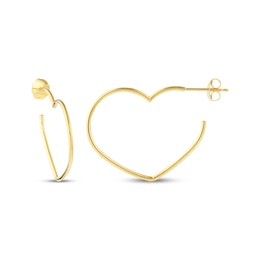 Heart-Shaped Open Hoop Earrings 14K Yellow Gold