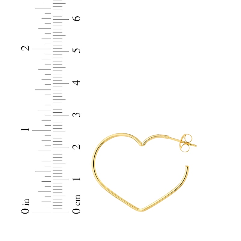 Main Image 3 of Heart-Shaped Open Hoop Earrings 14K Yellow Gold