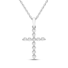 Diamond Cross Necklace 1/4 ct tw 10K White Gold 18"
