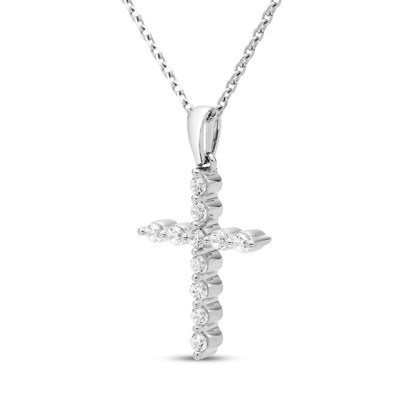 Main Image 2 of Diamond Cross Necklace 1/4 ct tw 10K White Gold 18"