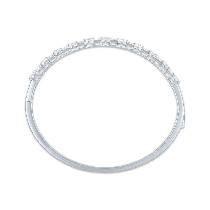 Main Image 3 of Round & Emerald-Cut White Lab-Created Sapphire Bangle Bracelet Sterling Silver