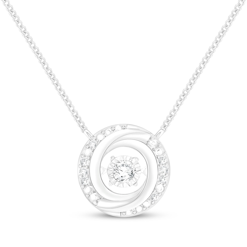 Main Image 1 of Unstoppable Love Diamond Swirl Halo Necklace 1/10 ct tw Sterling Silver 19"