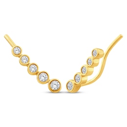 Lab-Grown Diamond Climber Earrings 1/4 ct tw 24K Yellow Gold Vermeil Sterling Silver